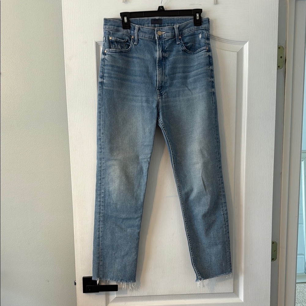 MOTHER denim : High waisted Rider ankle fray